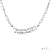1 5/8 ctw Round Cut Diamond Split Twin Row Center Tennis Necklace in 14K White Gold